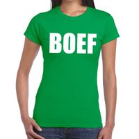 Boef tekst t-shirt groen dames - thumbnail