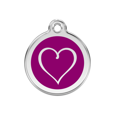Tribal Heart Purple roestvrijstalen hondenpenning medium/gemiddeld dia. 3 cm - Reddingo