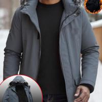 Bon&Bon Heren Winterjas - Dikke Gewatteerde Jas - Donkergrijs L(40/42