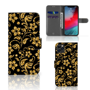 Apple iPhone 11 Pro Max Hoesje Gouden Bloemen