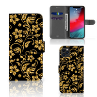 Apple iPhone 11 Pro Max Hoesje Gouden Bloemen - thumbnail