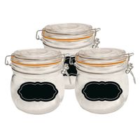 Weckpot/inmaakpot - 4x - 500 ml - glas - met beugelsluiting - incl. etiketten - Weckpotten