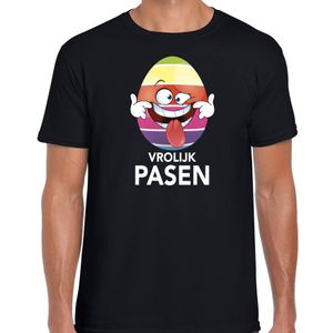 Paasei die tong uitsteekt vrolijk Pasen t-shirt zwart voor heren - Paas kleding / outfit