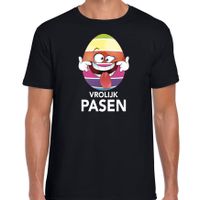 Paasei die tong uitsteekt vrolijk Pasen t-shirt zwart voor heren - Paas kleding / outfit - thumbnail