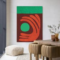 Urban Cotton Wandkleed 'Elements Green' 80 x 110cm in Frame - black
