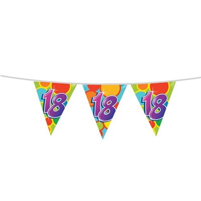 Haza 18 jaar Verjaardag Vlaggetjes - leeftijd versiering - plastic - 10 meter - feestartikelen