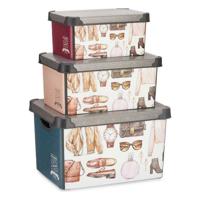 Set van opstapelbare opbergboxen Vintage 3 Onderdelen Plastic