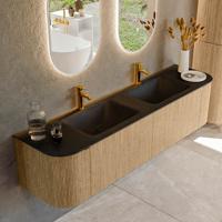 Badmeubel Mondiaz Kurve | 180 cm | Meubelkleur Oak | Wastafelkleur Urban | Dubbele spoelbak | 2 kraangaten