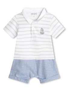 Kenzo Kids barboteuse rayée à logo imprimé - Blanc