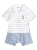 Kenzo Kids barboteuse rayée à logo imprimé - Blanc