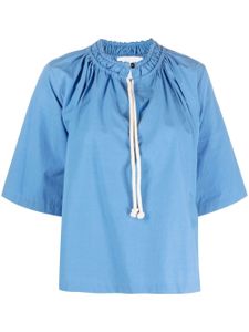 Jil Sander blouse nouée à manches courtes - Bleu