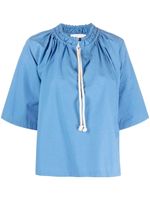 Jil Sander blouse nouée à manches courtes - Bleu