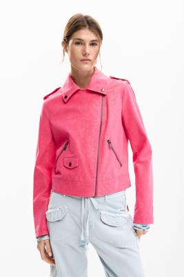 Bikerjack met leerlook - RED - XL