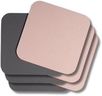 Cookinglife Onderzetters - Vegan leer - Grijs / Roze - dubbelzijdig - 10 x 10 cm - 6 Stuks
