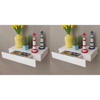 Wandplanken zwevend met lades 2 st 48 cm wit