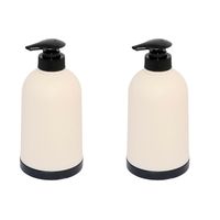 2x Stuks Zeeppompje/dispenser kunststof beige/zwart 8 x 15 cm