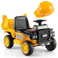 6 V Dumptruck voor Kinderen met Veiligheidshelm Elektrische Vrachtwagen Opzittende Kieplader voor Kinderen Vanaf 18 Maanden