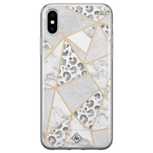 iPhone X/XS siliconen telefoonhoesje - Stone & leopard print