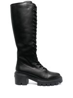 Stuart Weitzman bottes 70 mm en cuir à lacets - Noir