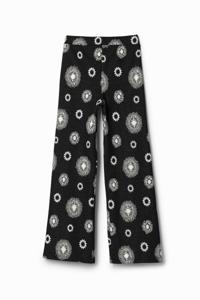 Flared broek met geometrisch dessin - BLACK - 9/10