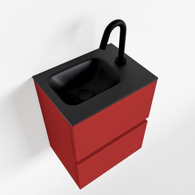 Toiletmeubel Mondiaz Ada | 40 cm | Meubelkleur Fire | Lex wastafel Urban Rechts | 1 kraangat