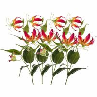 4x Gloriosa/klimlelie kunstbloemen/kunstplanten rood/geel 75 cm