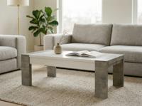 Rechthoekige salontafel RANDY 130 cm beton/wit