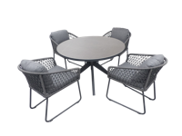 Set van Calma dining tafel dia. 120 cm aluminium black/slate en 4 Bara stoelen - Yoi