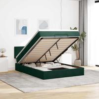 Ottoman bed met matras en LED's 140x190cm fluweel donkergroen