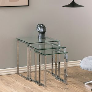 Bendt Bijzettafel 'Lone' set van 3 stuks, kleur Chroom