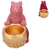 Daan Kromhout Schaal jingle eekhoorn zittend roze 22 cm 2 assorti | 6 stuks