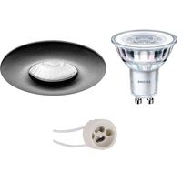 LED Spot Set - Pragmi Luno Pro - Waterdicht IP65 - GU10 Fitting - Inbouw Rond - Mat Zwart - Ø82mm - Philips - CorePro 840 36D - 4.6W - Natuurlijk Wit 4000K - thumbnail