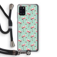 Flamingoprint groen: Samsung Galaxy A31 Transparant Hoesje met koord