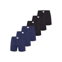 Phil & Co Phil & Co Wijde Boxershorts Jersey Stretch Effen Blauw/Zwart 6-Pack