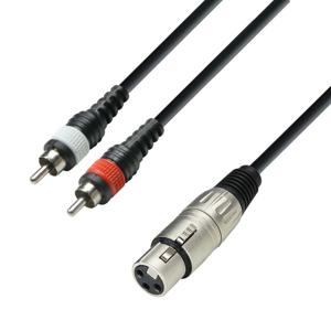 Adam Hall 3 Star YFCC 0100 verloopkabel 1x XLR female naar 2x RCA 1m