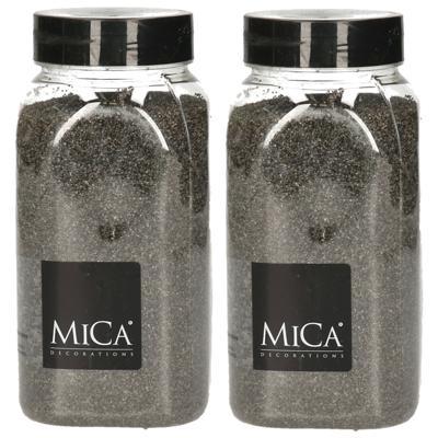 Mica Decorations decoratie zand - 2x - 650ml - donkergrijs - hobby zandkorrels - sierzand Mica Decorations decoratie zand - 2x - 650ml - donkergrijs - hobby zandkorrels - sierzand