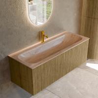 Badmeubel Mondiaz Kurve-Dlux | 120 cm | Meubelkleur Dusk | Wastafelkleur Saba | Solid surface | Wasbak midden spoelbak | 1 kraangat