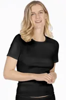 Dames T-shirt biologisch katoen zwart - Duurzaam Vrouwen ondershirt korte mouwen - Ronde hals