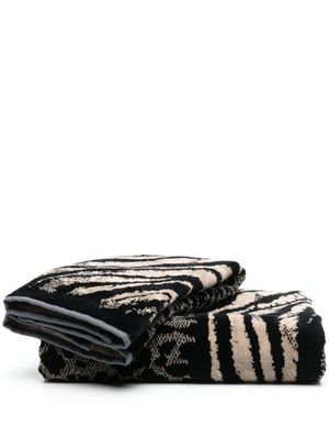 Roberto Cavalli Home Handdoek met dierenprint - Zwart