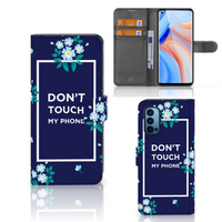 OPPO Reno 4 Pro 5G Portemonnee Hoesje Flowers Blue DTMP