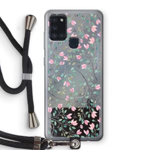 Sierlijke bloemen: Samsung Galaxy A21s Transparant Hoesje met koord