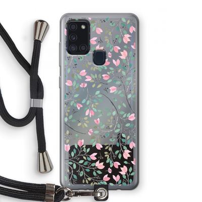 Sierlijke bloemen: Samsung Galaxy A21s Transparant Hoesje met koord