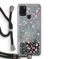 Sierlijke bloemen: Samsung Galaxy A21s Transparant Hoesje met koord