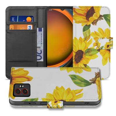 Zonnebloemen Design Samsung Galaxy Xcover 7 Pro | Bookcase Hoesje Met Wallet En PU Leer Voor 3 Pasjes