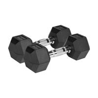 REBEL ACTIVE Rubbergecoate gietijzeren dumbbells 2x8 kg