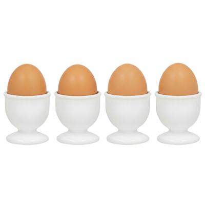 Gerimport Eierdopjes - 4x stuks - wit - kunststof - 4 x 5 cm - voor ontbijt /brunch / Pasen