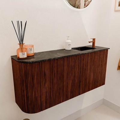 Toiletmeubel Mondiaz Joya Dlux | 91.6 cm | Meubelkleur Ruby | Faye wastafel Lava Wasbak Rechts | 1 kraangat