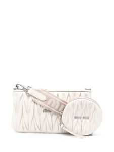 Miu Miu pochette matelassée à plaque logo - Blanc