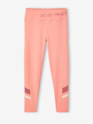 Sportlegging meisjes van technisch materiaal en enkelbanden abrikoos