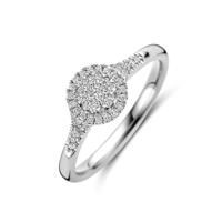 Luxe 14K Witgouden Ring met Diamant - 7.5 mm Breed, 0.28 ct Diamantgewicht